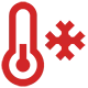 Icono de un termómetro rojo junto a un símbolo de copo de nieve, que indica una temperatura baja o refrigeración.