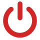 Símbolo de un botón de encendido rojo sobre un fondo gris claro.